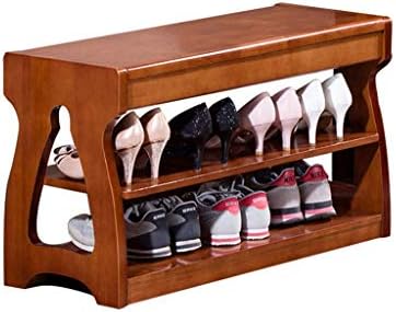 KMMK ספסל נעליים ספסל ספסל מסדרון מסדרון מסדרון | מעמד נעליים מארגן נמלים מחזיק קישוט כבד קישוט ספסל נעליים, חום, 80x30x46